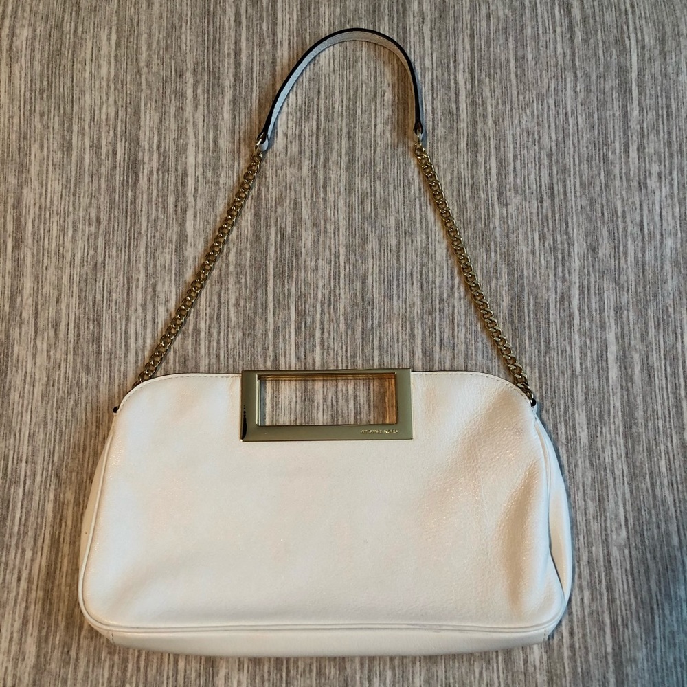 MK White Gold Chain Clutch
